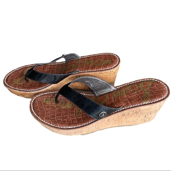 Sam Edelman Rome Black Strap Wedge Platform Flip Flop Sandal Size: 9 - Picture 1 of 9